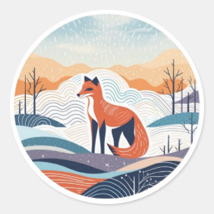 Navidades Pegatinas de Fox en Ronda de Nieve