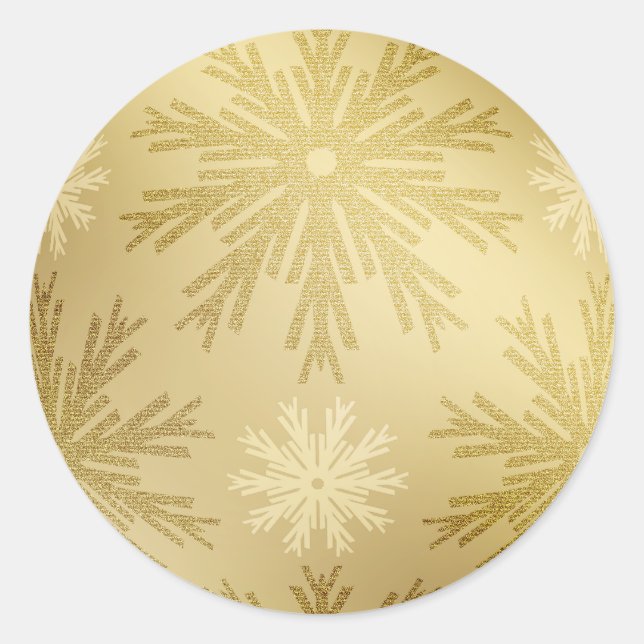 Navidades pegatinas de Golden Snowflakes (Anverso)