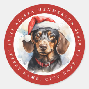 Navidades Pegatinas de la Ronda Dachshund