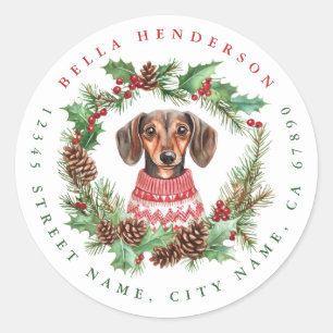 Navidades Pegatinas de la Ronda Dachshund