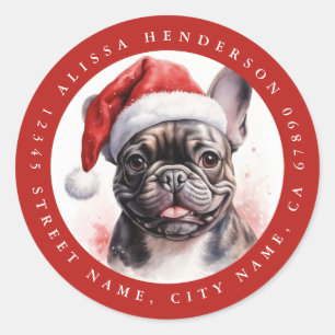 Navidades Pegatinas de la Ronda de Bulldog de Fran