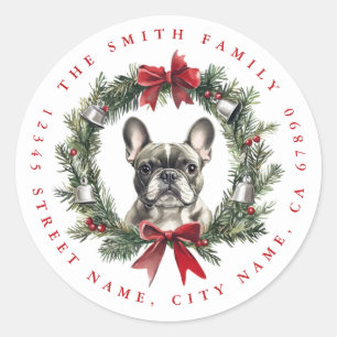 Navidades Pegatinas de la Ronda de Bulldog de Fran