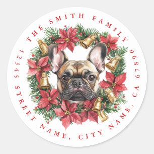 Navidades Pegatinas de la Ronda de Bulldog de Fran