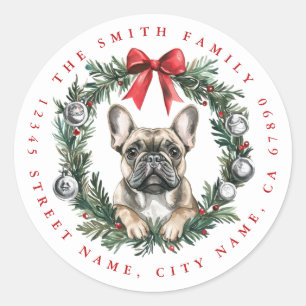 Navidades Pegatinas de la Ronda de Bulldog de Fran