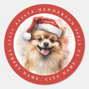 Navidades Pegatinas de la Ronda de Perros de Pomer