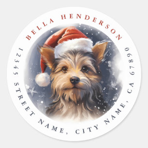 Navidades Pegatinas de la Ronda Terrier de Yorkshi