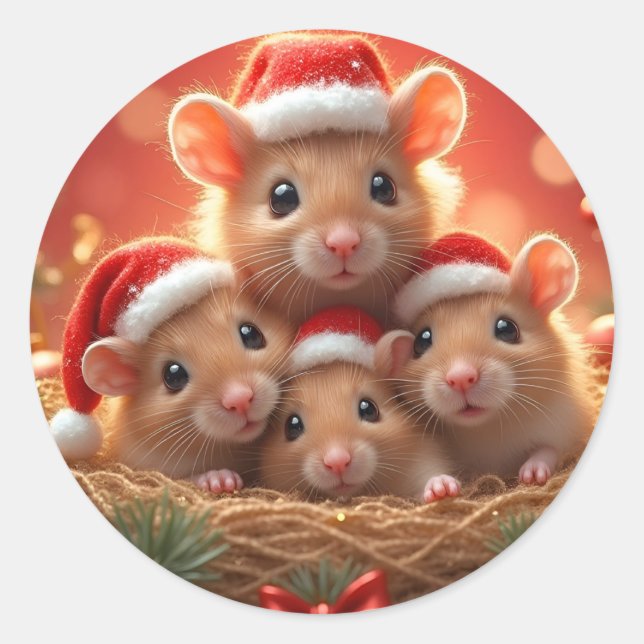 Navidades Pegatinas del ratón (Anverso)
