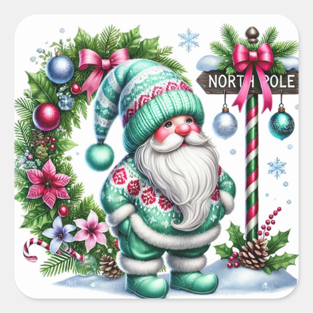 Navidades Pegatinas Gnome (Anverso)