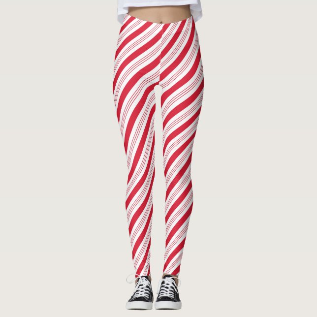 Navidades Peppermint Candy Cane Stripes Leggings (Anverso)