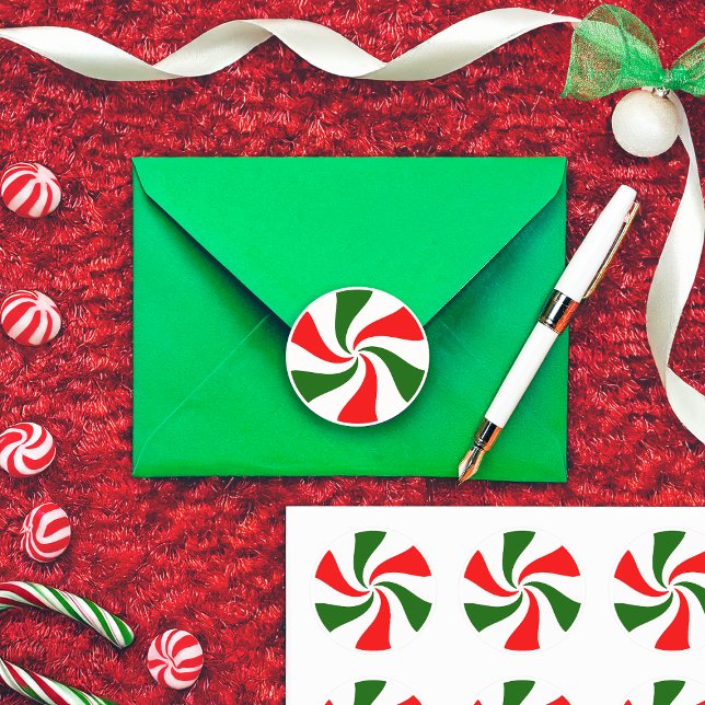 Navidades Peppermint Candy Pegatina redondo clásic (Subido por el creador)