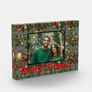 Navidades perdices en plantilla de foto de árbol d