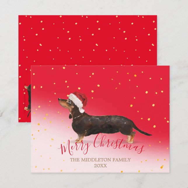 Navidades Perro Dachshund Oro Saludo Estacional Ro (Anverso / Reverso)