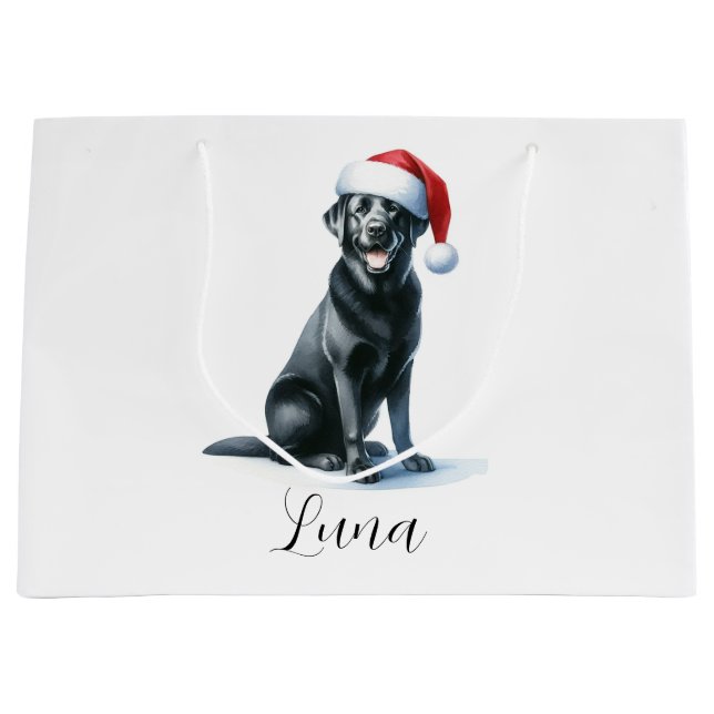 Navidades perro negro de labrador en bolsa de rega (Anverso)