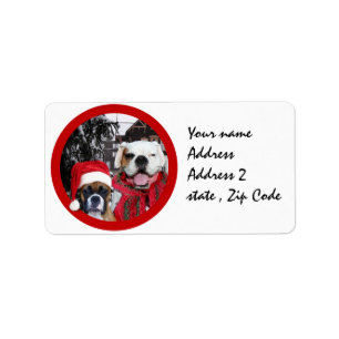 Navidades perros boxeadores etiquetas de correo