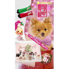 Navidades Perros Foto Tarjeta Brillante Merry