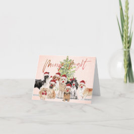 Navidades Perros Foto Tarjeta Brillante Merry