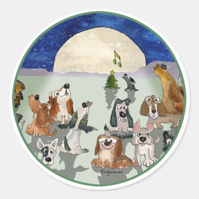 Navidades Perros Personalizado Círculo Verde Sello (Anverso)