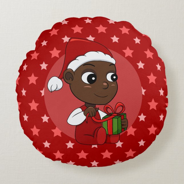 Navidades personalizado bebé almohada redonda (Anverso)