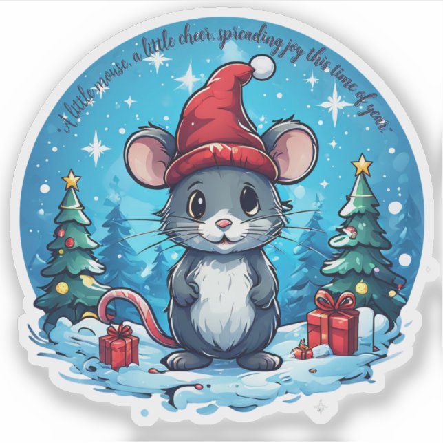 Navidades Personalizado de ratón Pegatina de vinil (Anverso)