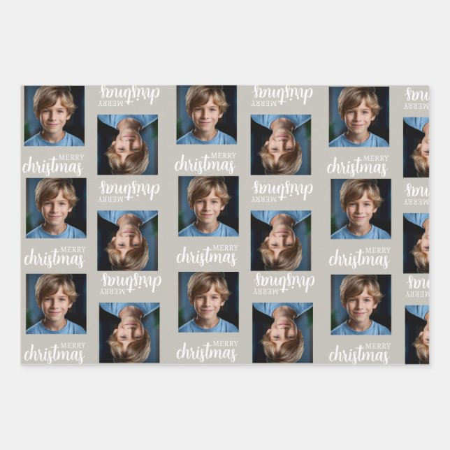 Navidades personalizado Taupe Foto Hojas de papel  (Anverso)