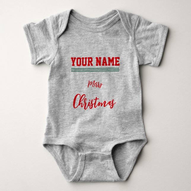 Navidades personalizados Baby Jersey Bodysuit gris (Anverso)