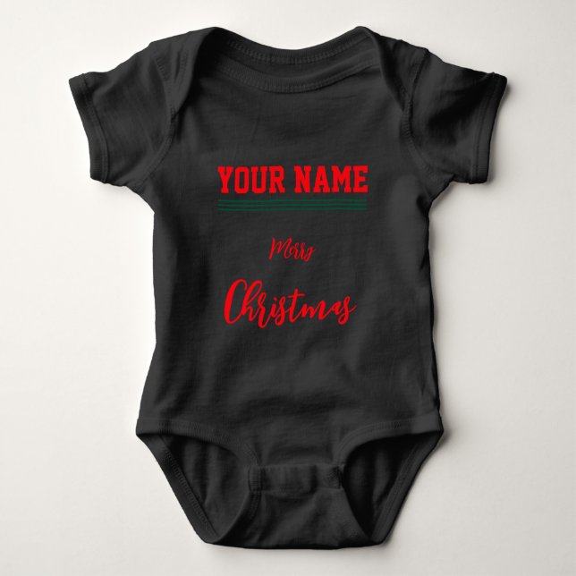 Navidades personalizados Baby Jersey Bodysuit negr (Anverso)