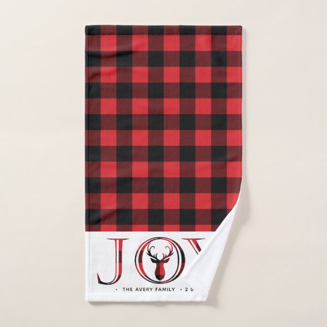 Navidades personalizados de Joy Plaid (Toalla de mano)