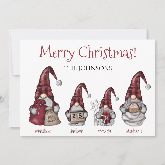 Navidades personalizados de la familia Gnome de Bu (Anverso)