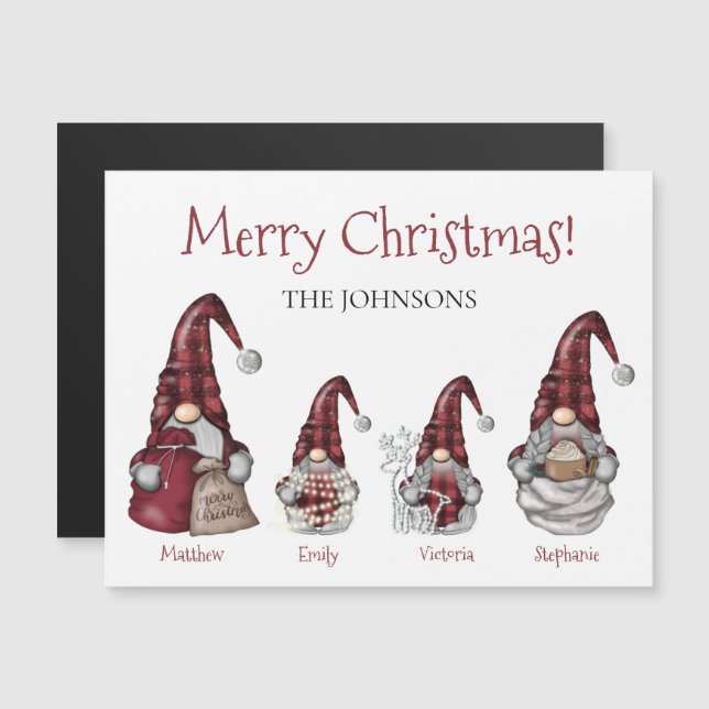 Navidades personalizados de la familia Gnome de Bu (Anverso/Reverso)