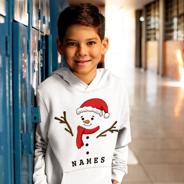Navidades personalizados divertidos Niña Niña (Personalized Christmas Funny Snowman Kid Boy Hoodie)