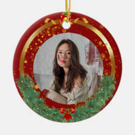 Navidades personalizados Foto Ornamento cerámico