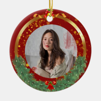 Navidades personalizados Foto Ornamento cerámico
