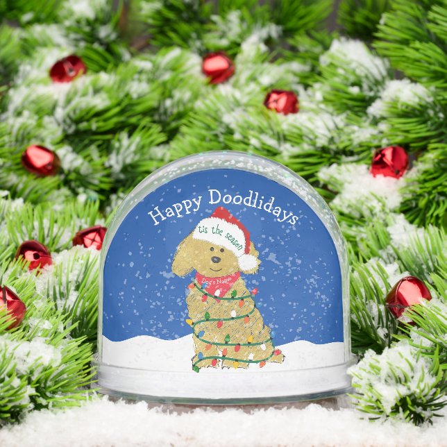 Navidades personalizados iluminan Goldendoodle (Navidad)