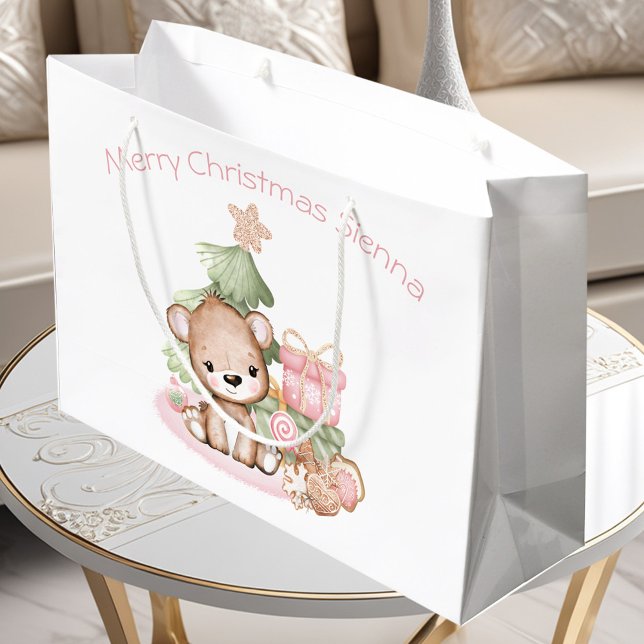 Navidades personalizados ofrecen una bolsa de rega (Cute Personlized Christmas Gift Bag For Girl)