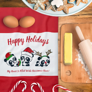 Navidades personalizados Pandas Kitchel Toalla