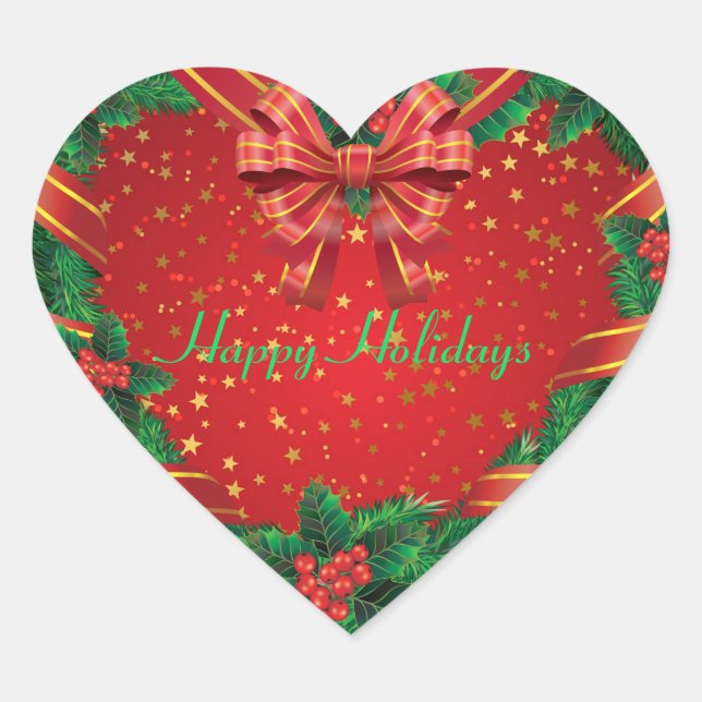 Navidades personalizados Pegatina de Corazón de Le (Anverso)