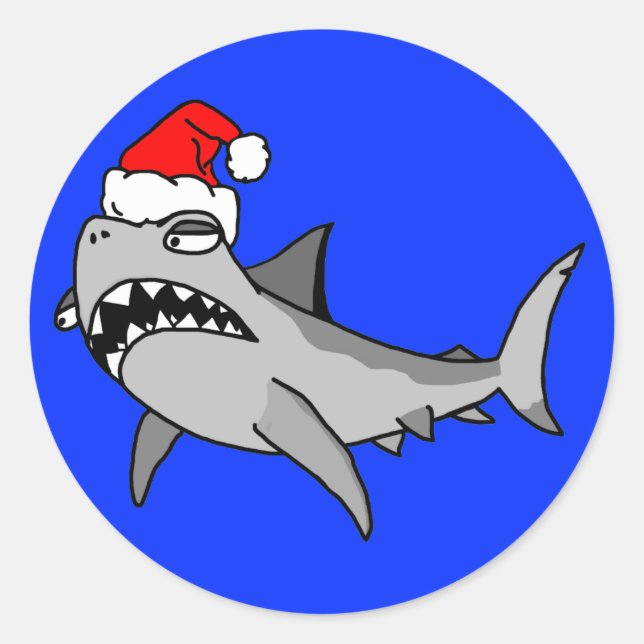 Navidades personalizados Pegatina Santa Shark (Anverso)