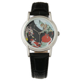 Navidades pesadilla reloj de cuero negro femenino