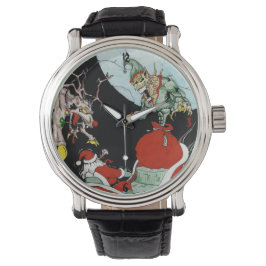 Navidades pesadilla reloj de cuero negro masculino