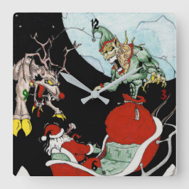 Navidades pesadilla reloj de pared cuadrado
