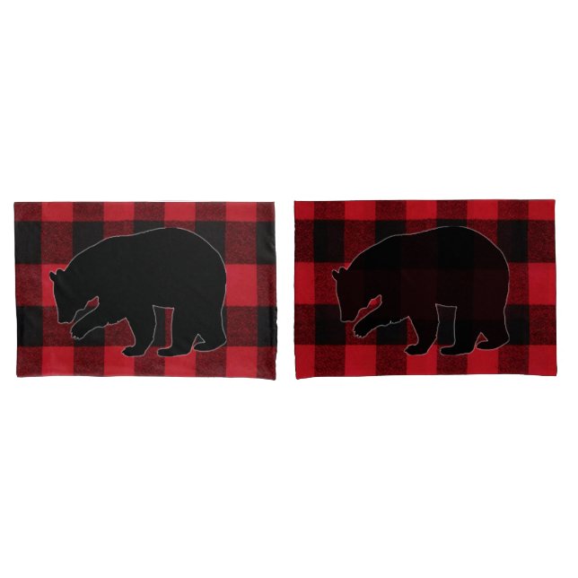 Navidades Pillow Fundas Oso Negro Rojo (Anverso - Set)