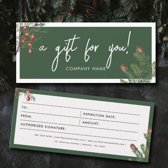 Navidades Pine Business Gift Certificate Voucher (Christmas Pine Business Gift Certificate Voucher)