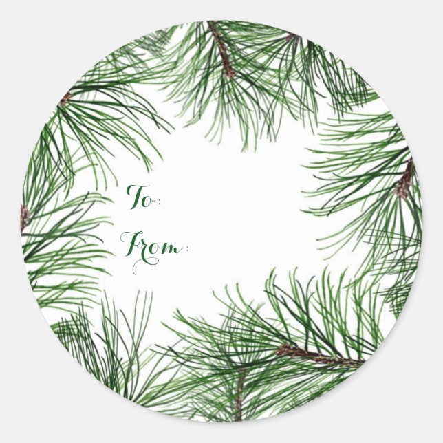 Navidades Pine Round Pegatinas (Anverso)