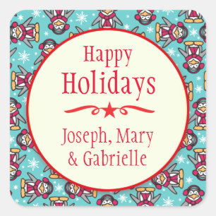 Navidades pingüinos nombre pegatina de regalo de v