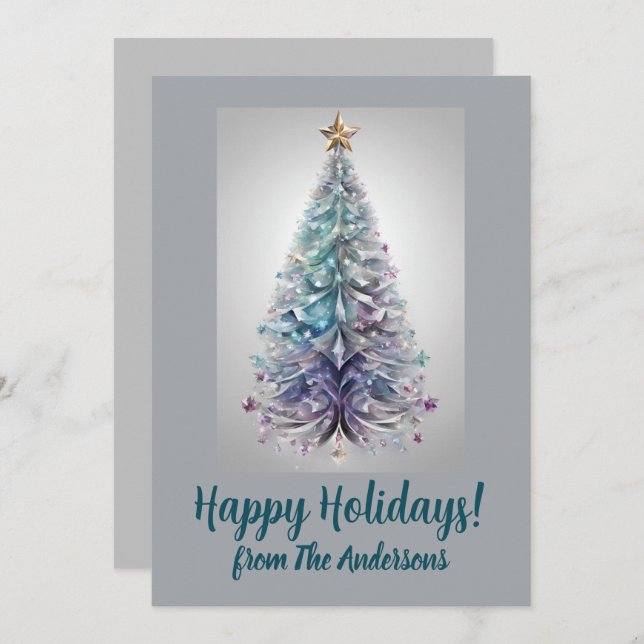 Navidades pino 12, Feliz Navidad, tarjeta de felic (Anverso / Reverso)