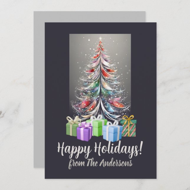 Navidades pino 14 Feliz Navidad, tarjeta de felici (Anverso / Reverso)