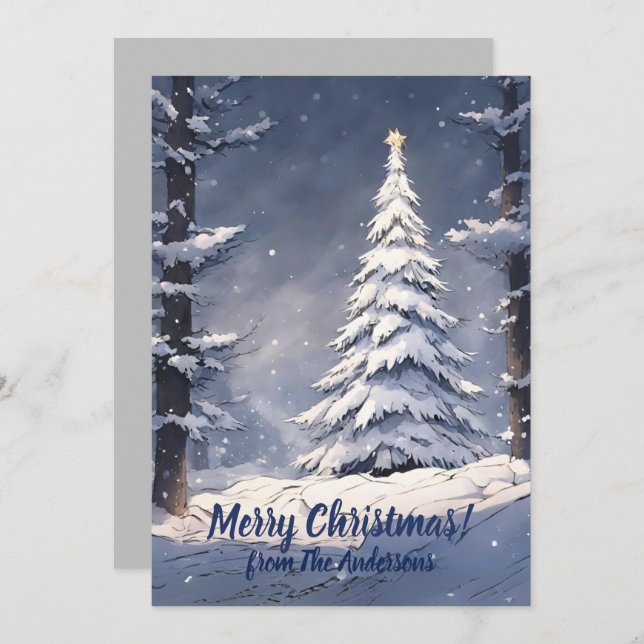 Navidades pino 7, vacaciones felices, tarjeta de s (Anverso / Reverso)