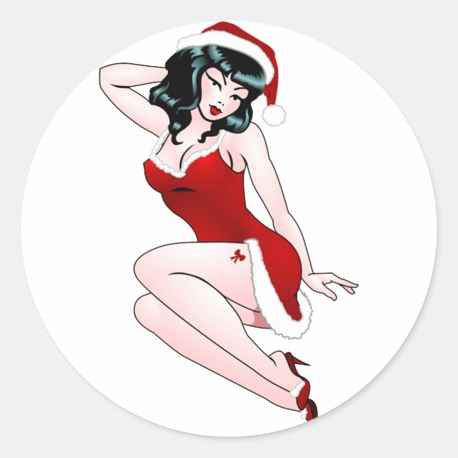 Navidades Pinup Pegatinas Personalizado Pinup Chic (Anverso)