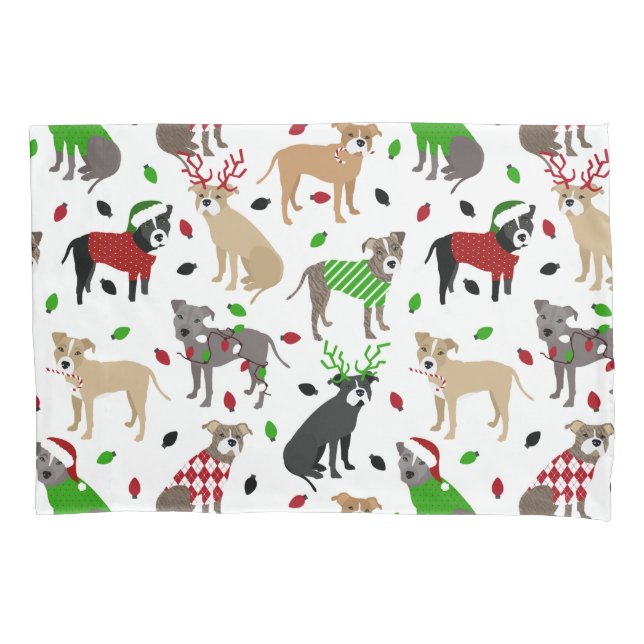 Navidades Pitbull Dogs Funda Pillow (Anverso)
