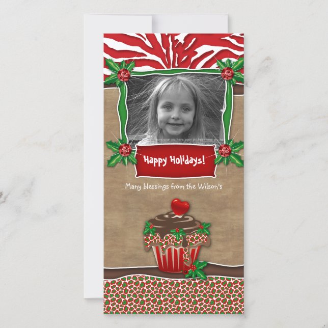 Navidades Plantilla Cute Cupcake Zebra Leopardo (Anverso)